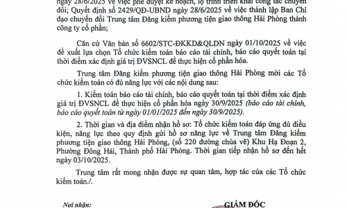 Trung tâm mời các tổ chức kiểm toán có đủ năng lực với các nội dung sau: